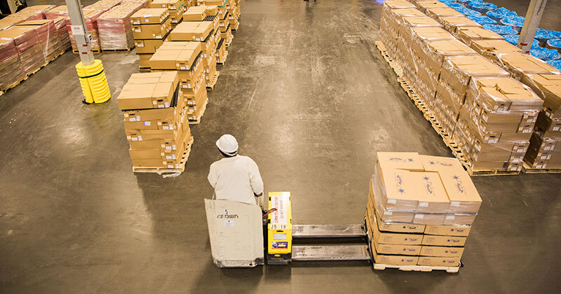 Forklift at cold storage facility